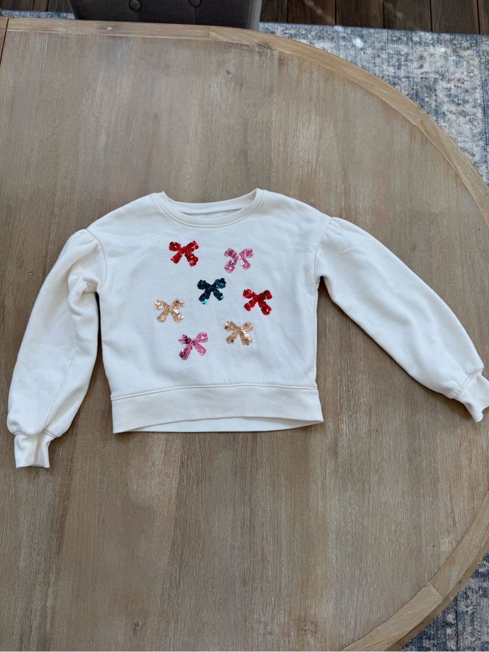 jumping beans Cream Crewneck Sweatshirt with Sequin Bows